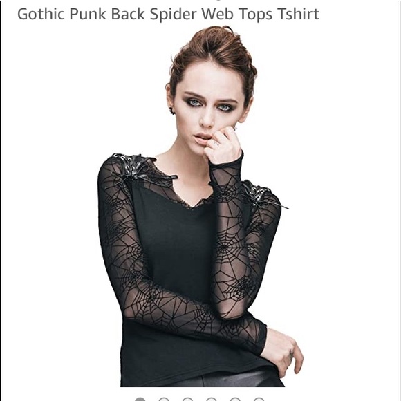 Goth web L/S shirt nwot Devil Fashion uk - Picture 3 of 6